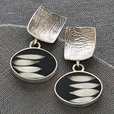 Silver Black Resin Earrings