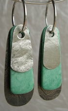 Varascite and Silver Multilayer Earrings