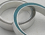 Silver rings with resin and turquoise